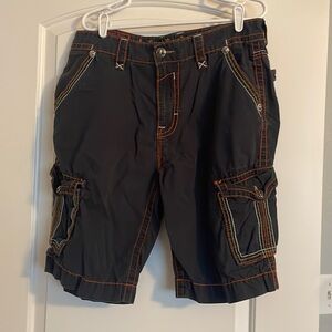 Men’s Rock Revival Black Cargo Shorts Waist 36
